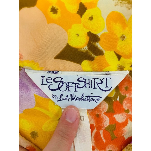 Vintage 70s Lady Manhattan Vibrant Floral Sleeveless Top Belted Size Large Retro - Picture 9 of 11